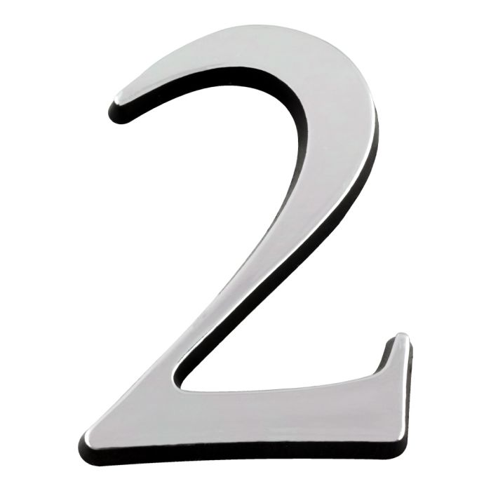 Chiffre 2 en relief autocollant - Argent - Novap