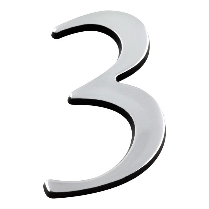 Chiffre 3 en relief autocollant - Argent - Novap