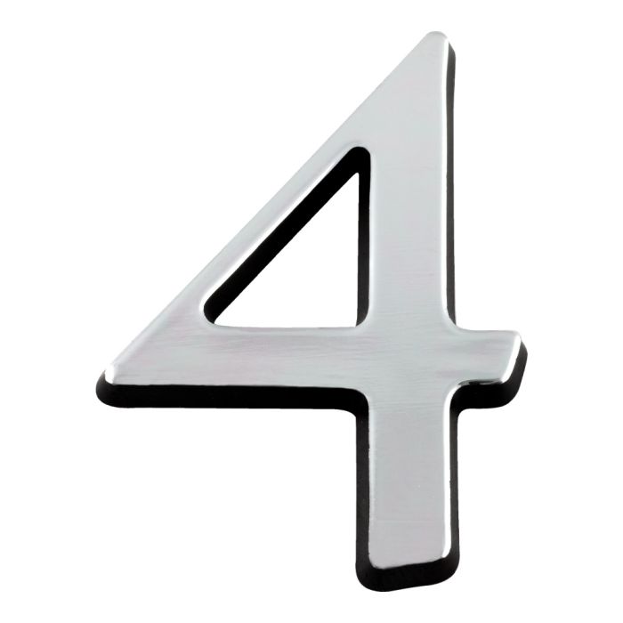 Chiffre 4 en relief autocollant - Argent - Novap