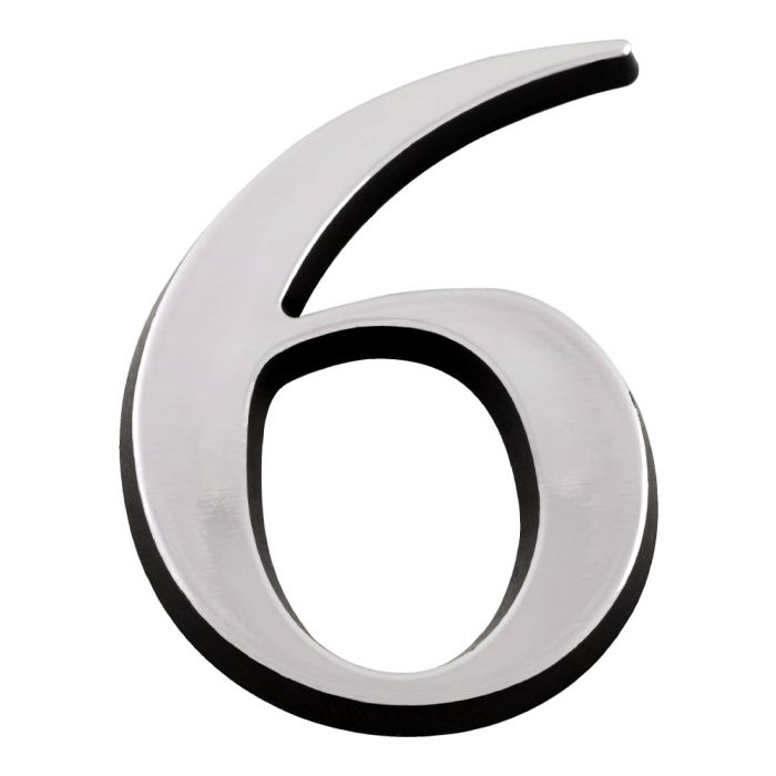 Chiffre 6 en relief autocollant - Argent - Novap