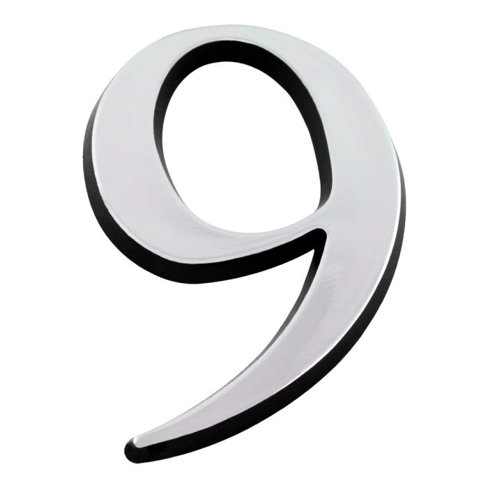 Chiffre 9 en relief autocollant - Argent - Novap