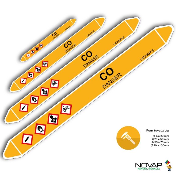 Marqueurs de tuyauterie - CO - Novap