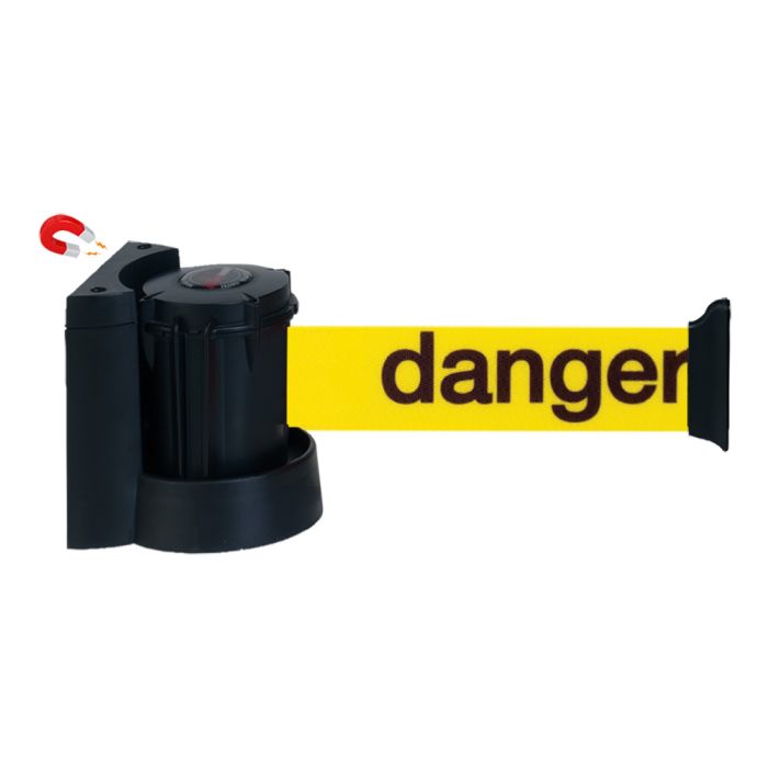 Dérouleur mural magnétique avec sangle jaune Danger - Novap
