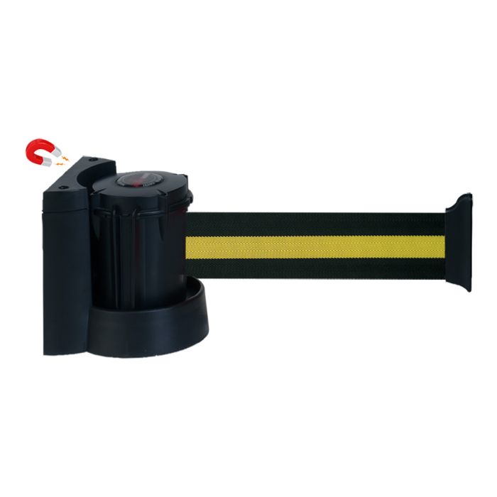 Dérouleur mural magnétique avec sangle Noir/Jaune - Novap