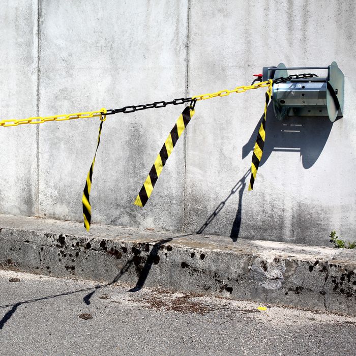 Dérouleur de chaîne Ø 8mm avec rubans Jaune/Noir - Novap