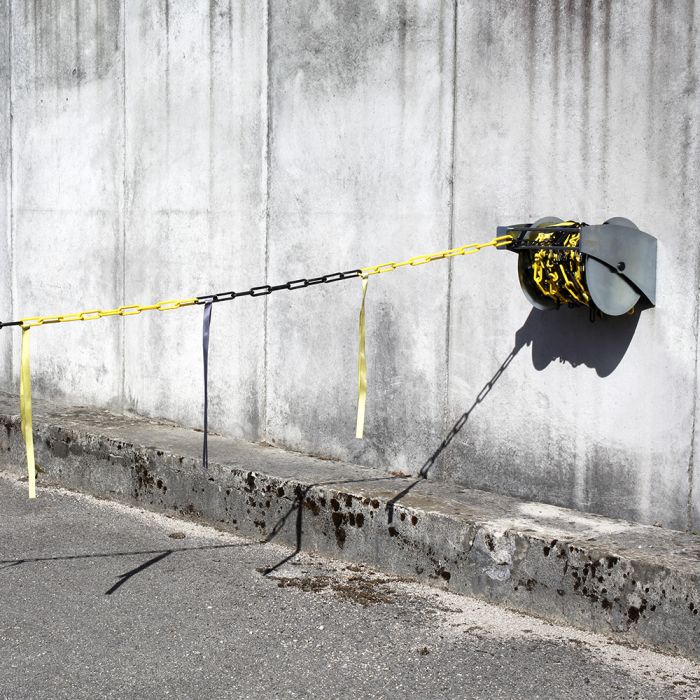 Dérouleur de chaîne 20m x Ø 8mm avec bandelettes doubles Jaune/Noir - Novap