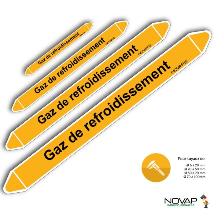 Marqueurs de tuyauterie - Gaz de refroidissement - Novap