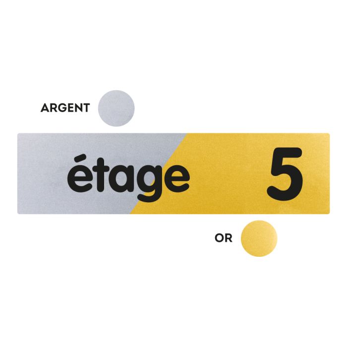Plaquettes de porte 170x45mm - Étage 5 - Argent & Or - Novap