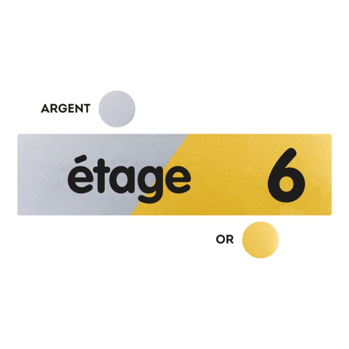 Plaquettes de porte 170x45mm - Étage 6 - Argent & Or - Novap