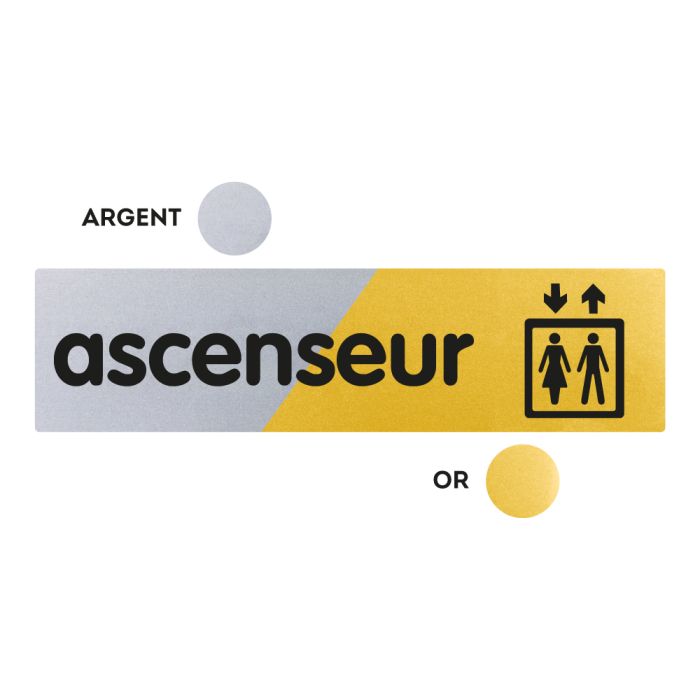 Plaquettes de porte 170x45mm - Ascenseur - Argent & Or - Novap