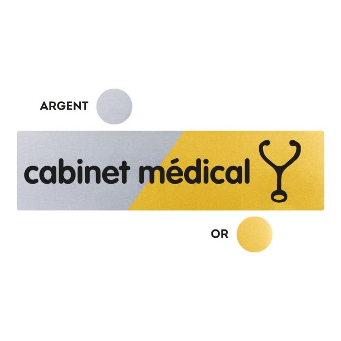 Plaquettes de porte 170x45mm - Cabinet médical - Argent & Or - Novap