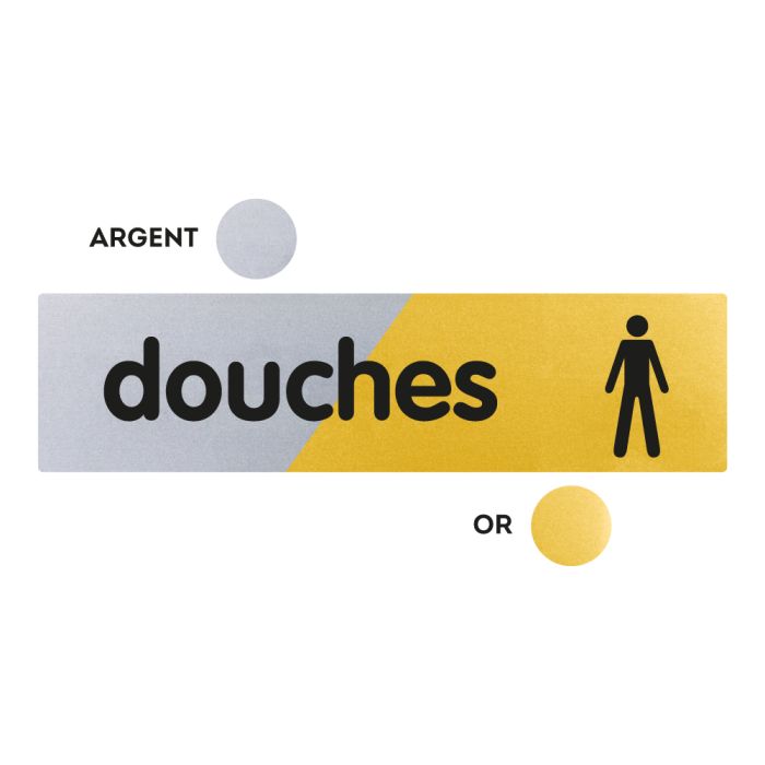 Plaques de porte 170x45mm - Douches hommes - Argent & Or - Novap