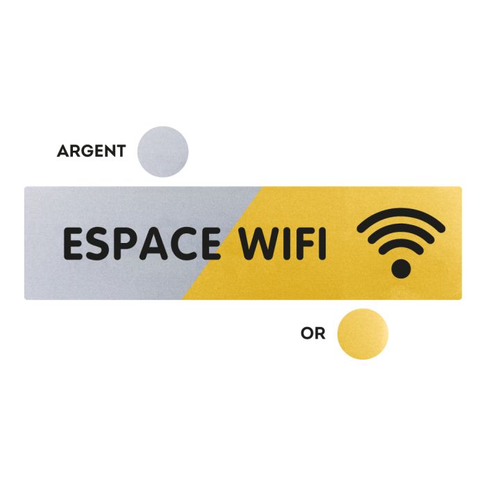 Plaques de porte 170x45mm - Espace Wifi - Argent & Or - Novap