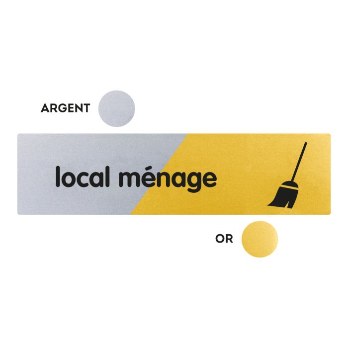 Plaques de porte 170x45mm - Local Ménage - Argent & Or - Novap