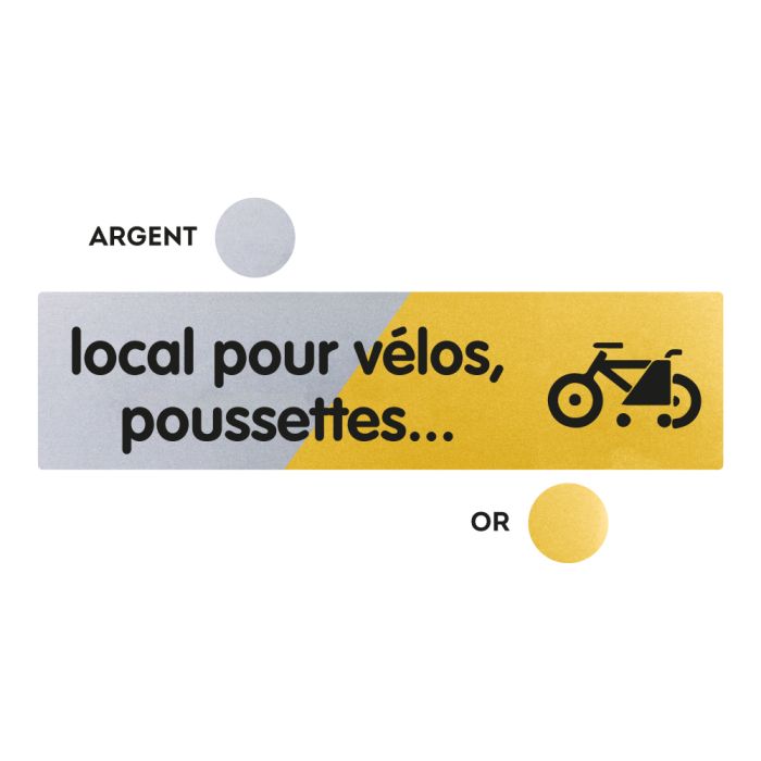 Plaquettes de porte 170x45mm - Local pour vélos poussettes - Argent & Or - Novap