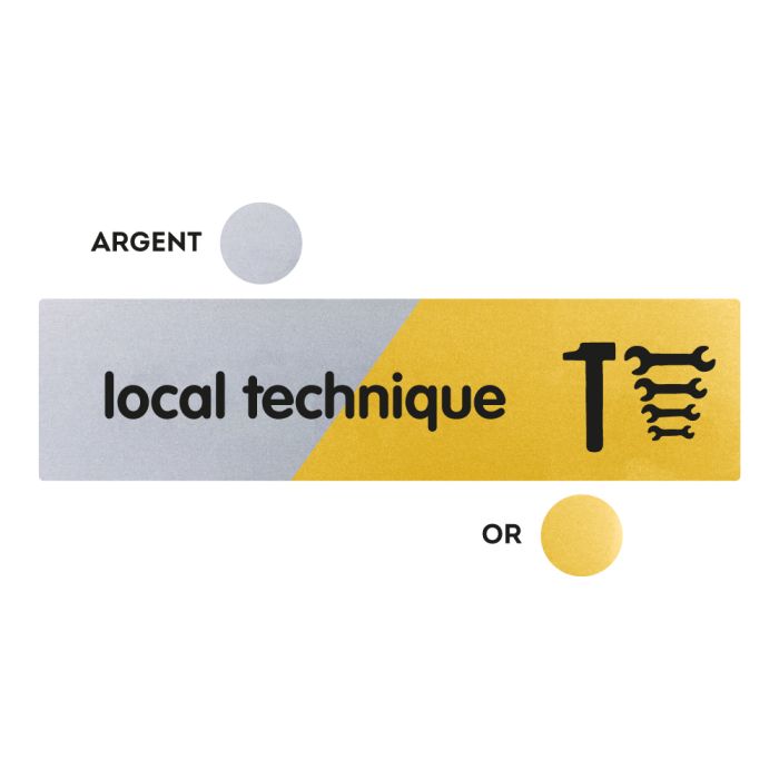 Plaquettes de porte 170x45mm - Local technique - Argent & Or - Novap