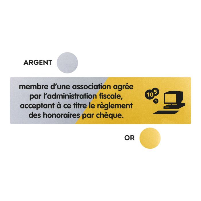 Plaquettes de porte 170x45mm - Membre agrée acceptant les chèques - Argent & Or - Novap