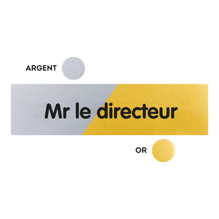 Plaquettes de porte 170x45mm - Mr le directeur - Argent & Or - Novap