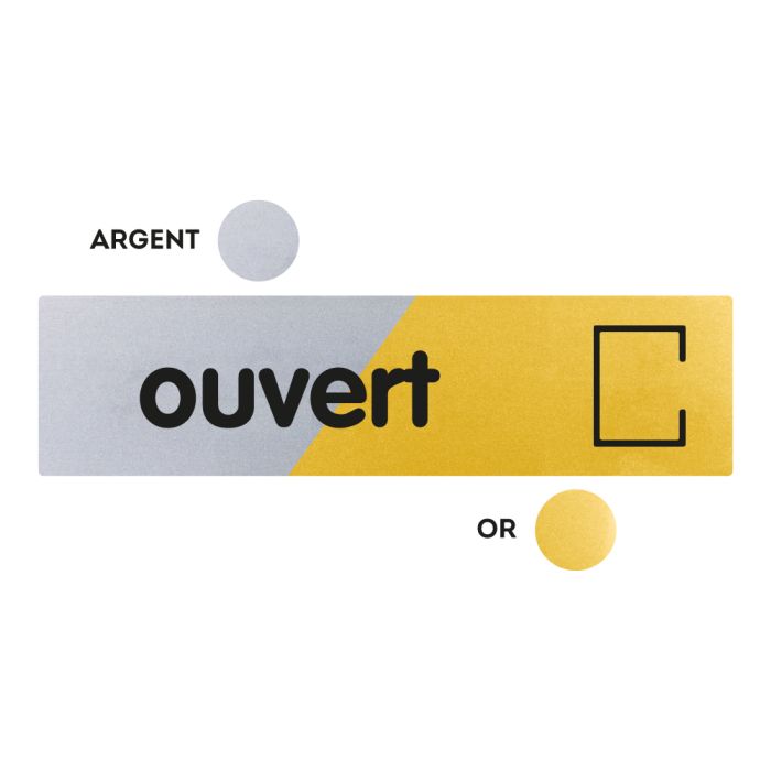 Plaquettes de porte 170x45mm - Ouvert - Argent & Or - Novap