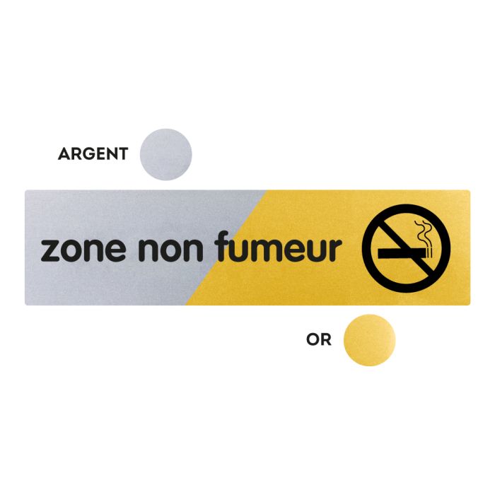 Plaquettes de porte 170x45mm - Zone non fumeur - Argent & Or - Novap