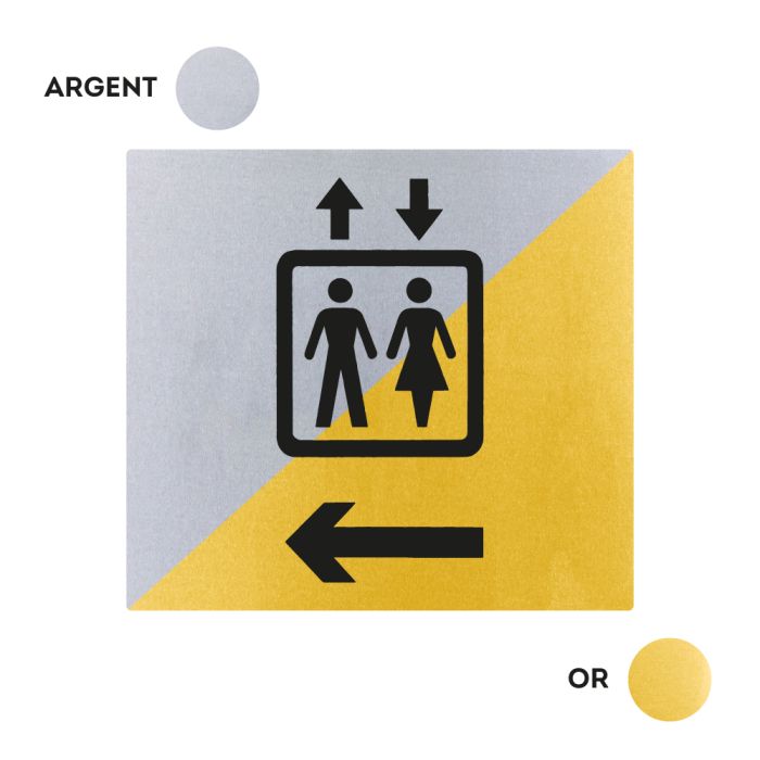 Plaques de porte 90x90mm - Ascenseur à gauche - Argent & Or - Novap