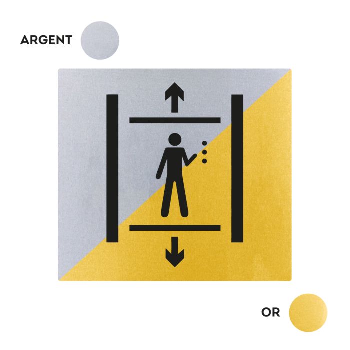 Plaques de porte 90x90mm - Ascenseur - Argent & Or - Novap