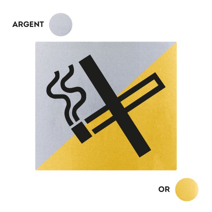 Plaques de porte 90x90mm - Défense de fumer - Argent & Or - Novap