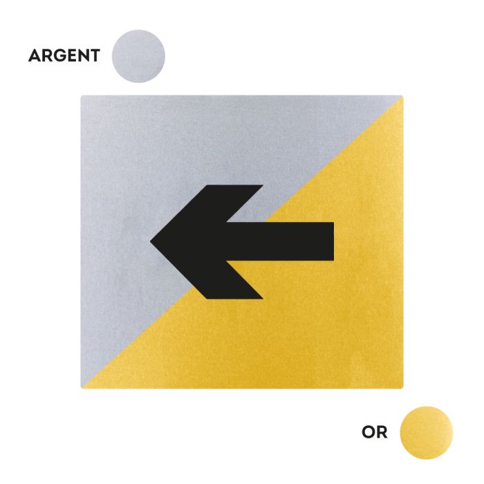 Plaques de porte 90x90mm - Fleche directionnelle - Argent & Or - Novap