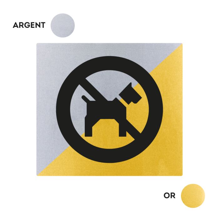 Plaques de porte 90x90mm - Interdit aux chiens - Argent & Or - Novap