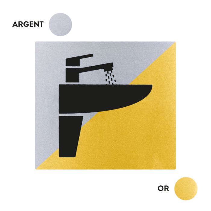 Plaques de porte 90x90mm - Lavabos - Argent & Or - Novap