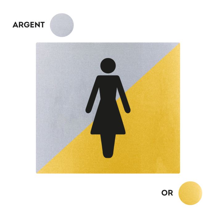 Plaques de porte 90x90mm - Toilettes femmes - Argent & Or - Novap