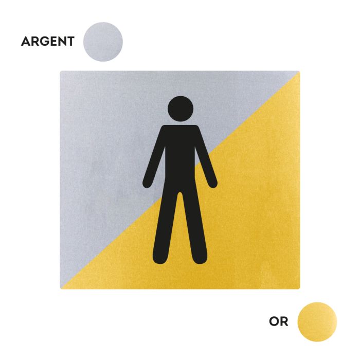 Plaques de porte 90x90mm - Toilettes hommes - Argent & Or - Novap