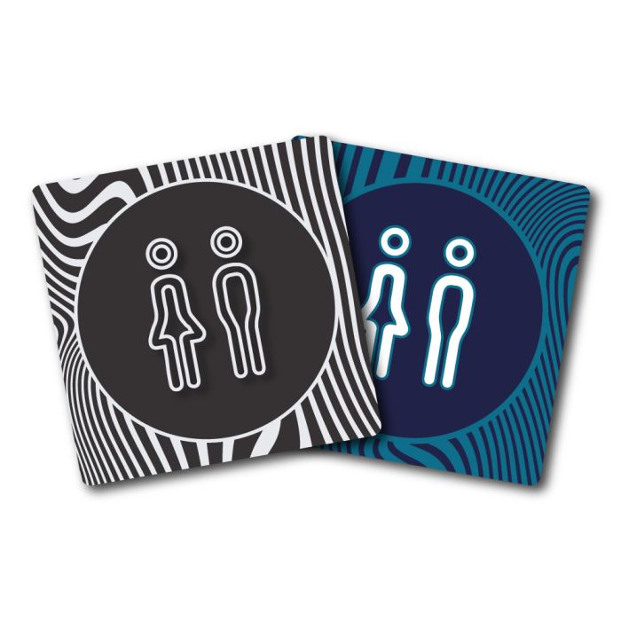 Plaques de porte 90x90mm - Toilettes Mixtes - Design - Novap
