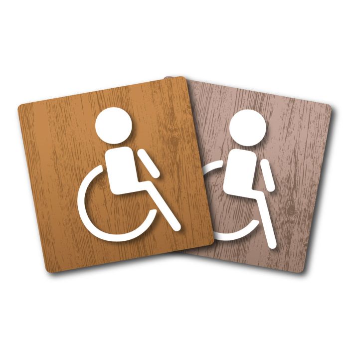 Plaques de porte 90x90mm - Toilettes handicapes - Wood - Novap