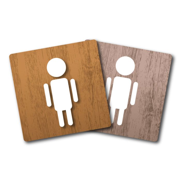 Plaques de porte 90x90mm - Toilettes hommes - Wood - Novap