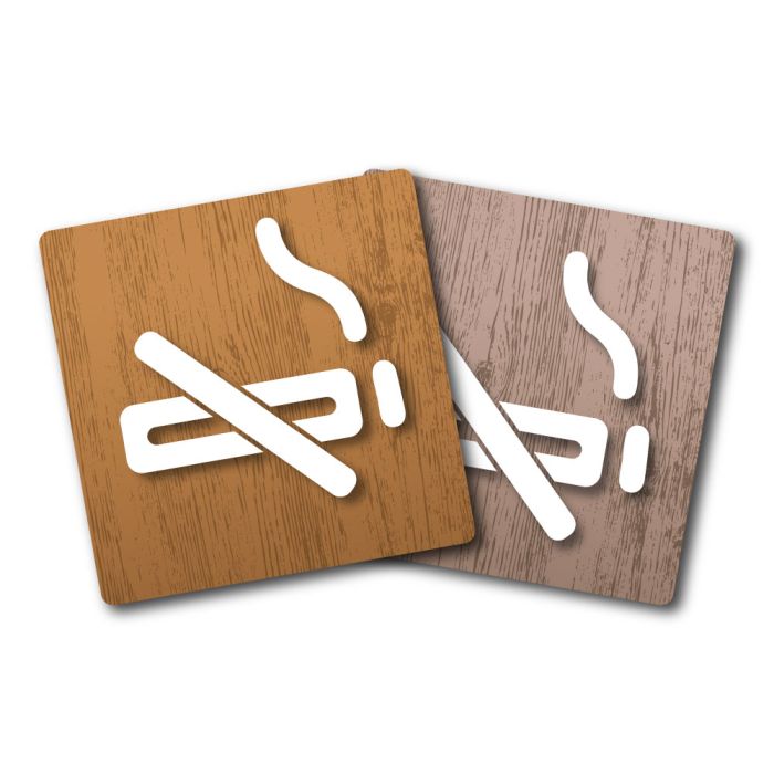 Plaques de porte 90x90mm - Interdiction de fumer - Wood - Novap