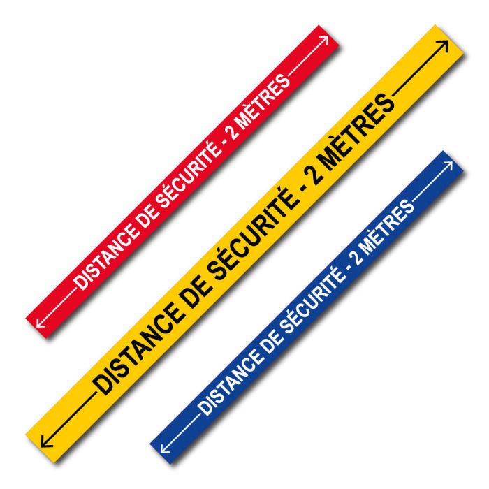 Bande Distance de sécurité - 2 mètres - spécial sol - 1000 x 70mm - Novap