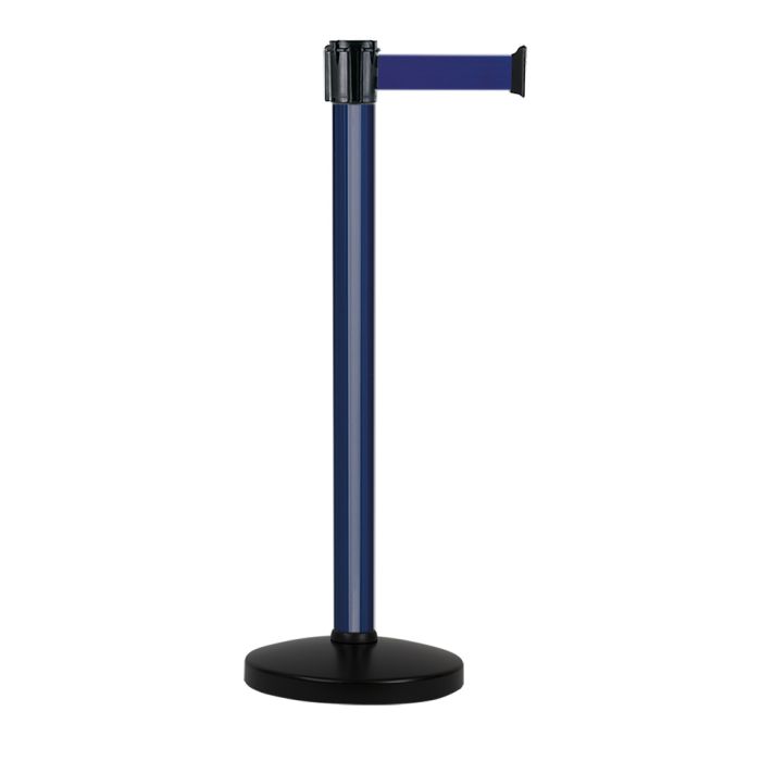 Poteau alu bleu à sangle Bleu sur socle portable - Novap