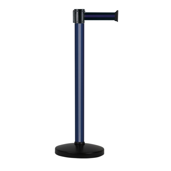 Poteau alu bleu à sangle Noir/Bleu sur socle portable - Novap