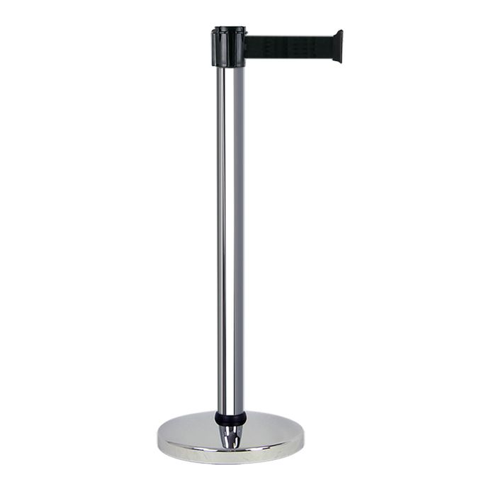 Poteau chromé à sangle Noir - Novap