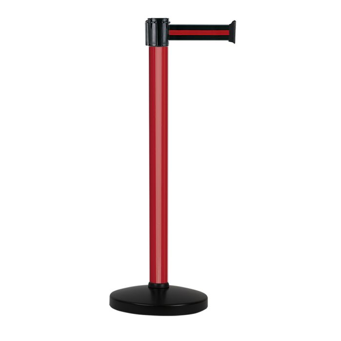 Poteau alu rouge à sangle Noir/Rouge sur socle portable - Novap