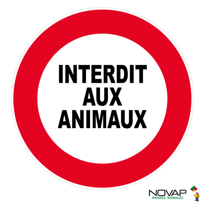 Panneau Interdit aux animaux - Novap