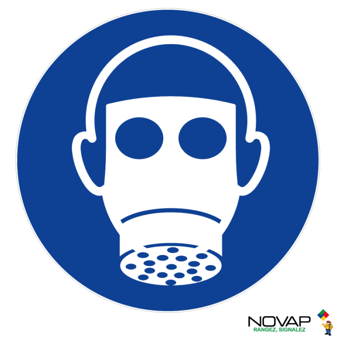 Panneau Obligation de porter un masque a gaz - Novap