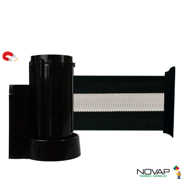 Support mural magnétique Noir avec sangle Noir-Argent 3m x 100mm - Novap