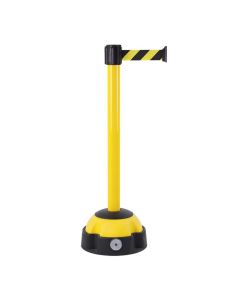 Poteau alu jaune à sangle jaune/Noir sur socle balise - Novap