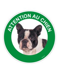 Panneau Attention au chien Bouledogue français - Rigide Ø180mm - 4040462