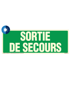 Panneau photoluminescent HD Sortie de secours - rigide 330x120mm - Novap