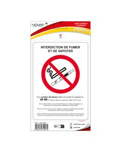Panneau interdiction de Fumer et de Vapoter – Adhésif 148x210mm – Novap
