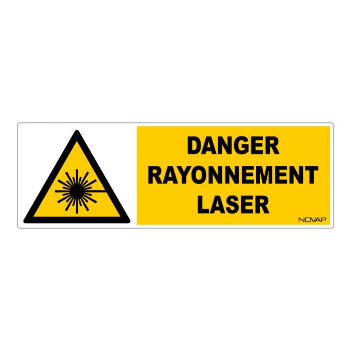 Panneau Danger rayonnement laser - Rigide 450x150mm - Novap Panneau Danger rayonnement laser - Rigide 450x150mm - Novap