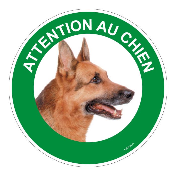 Panneau Attention au chien Berger allemand - Rigide Ø180mm - Novap Panneau Attention au chien Berger allemand - Rigide Ø180mm - Novap